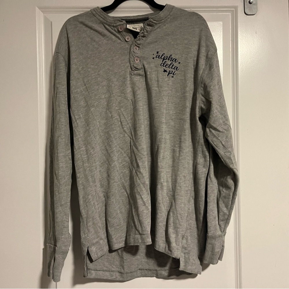 Alpha Delta Pi ADPi Gray Henley Shirt